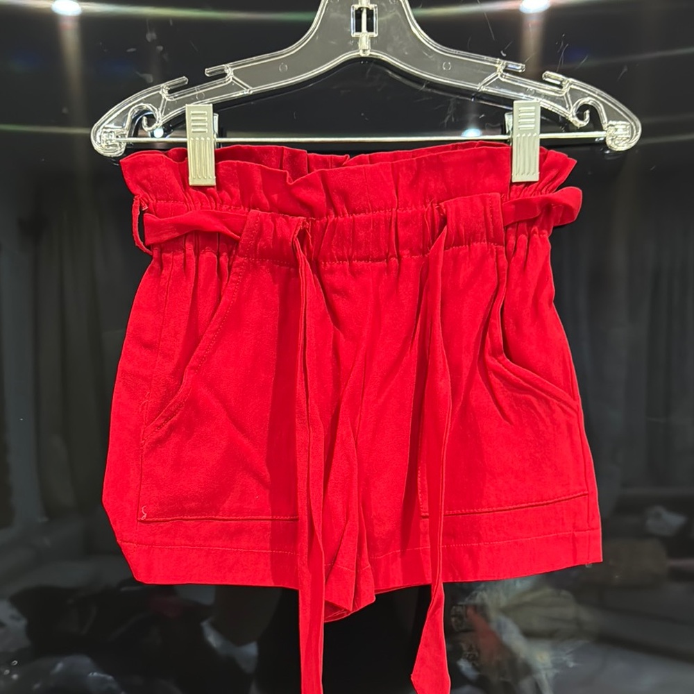 MONA LISA Red Paperbag Waist Shorts